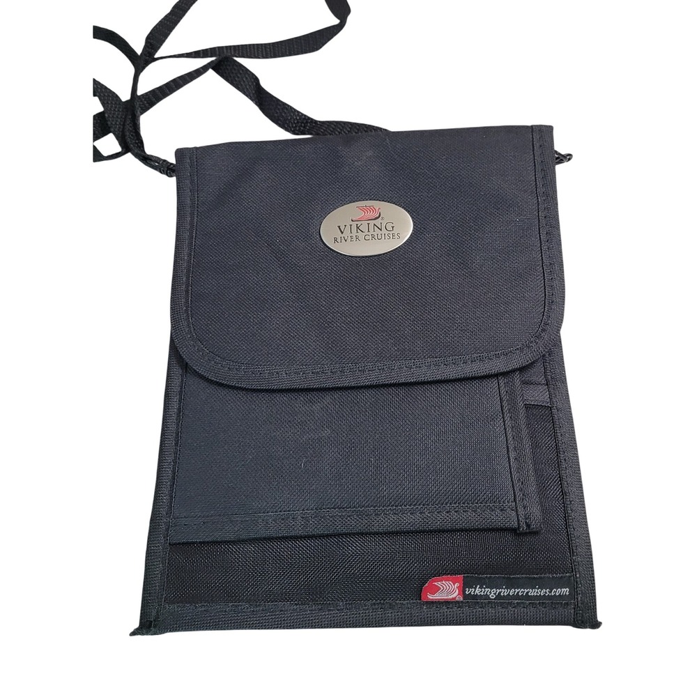 Viking River Cruises Travel Neck Wallet Passport Holder Black Nylon Unisex